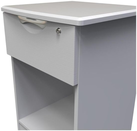 Flora Grey Ash 1 Drawer Bedside Table with Lock