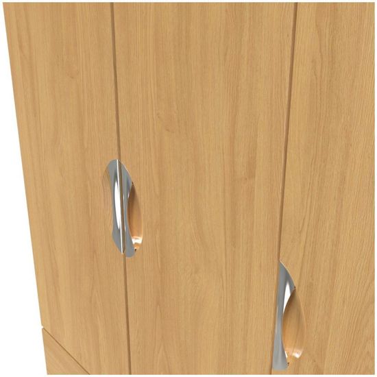 Flora Oak Effect 3 Door Triple Wardrobe - LHF 2 Drawers