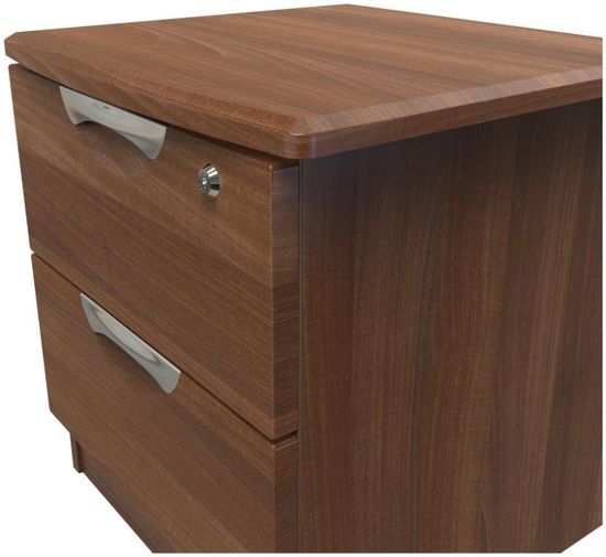 Flora Walnut Effect 2 Drawer Bedside Cabinet with Lock