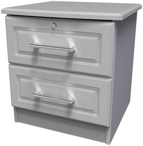 Gina Grey Ash 2 Drawer Bedside Cabinet with Lock