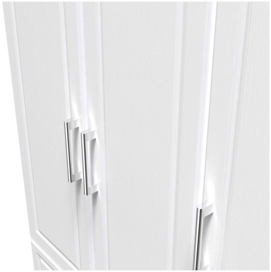 Gina White 3 Door Triple Wardrobe - LHF 2 Drawers