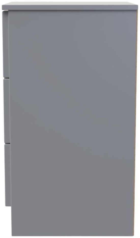 Milan Grey 3 Drawer Bedside Cabinet