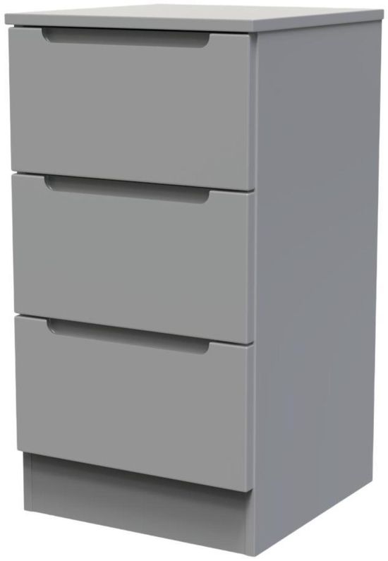 Milan Grey 3 Drawer Bedside Cabinet