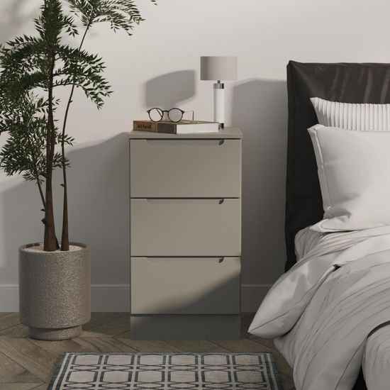 Milan Grey 3 Drawer Bedside Cabinet
