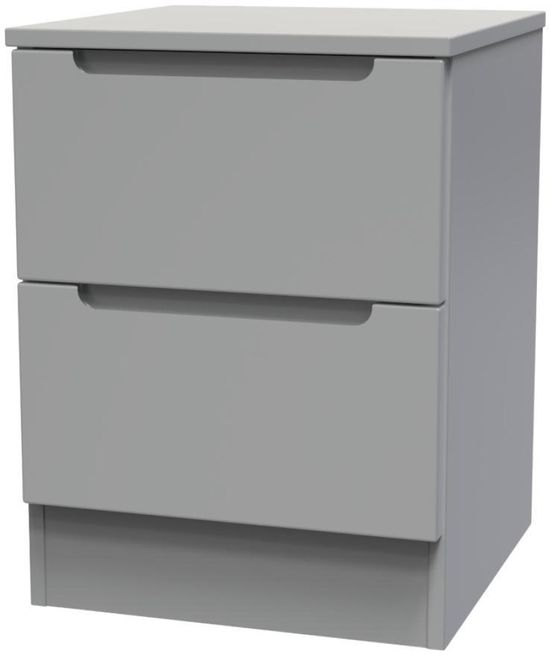 Milan Grey 2 Drawer Bedside Cabinet