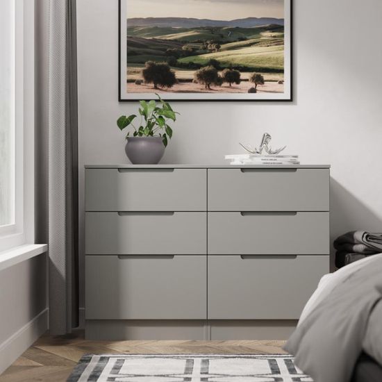 Milan Grey 6 Drawer Midi Chest