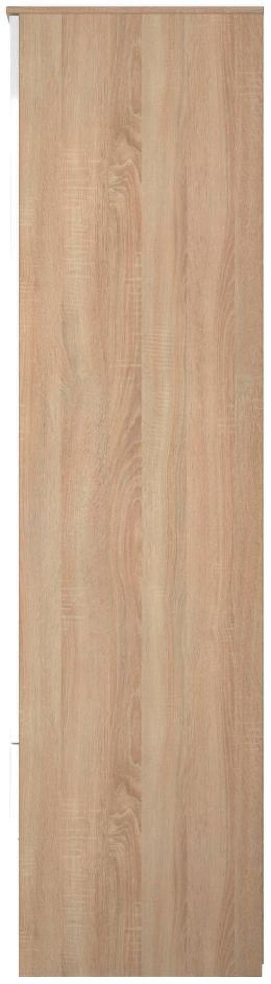 Milan White Gloss and Oak Effect 2 Door 2 Drawer Double Wardrobe