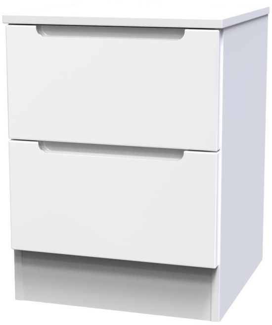 Milan White Gloss 2 Drawer Bedside Cabinet
