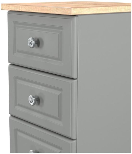 Norfolk Grey and Oak Effect 5 Drawer Narrow Chest
