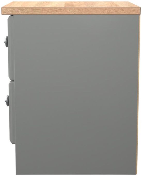 Norfolk Grey and Oak Effect Oak 2 Drawer Bedside Cabinet