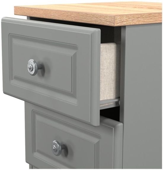 Norfolk Grey and Oak Effect Oak 2 Drawer Bedside Cabinet