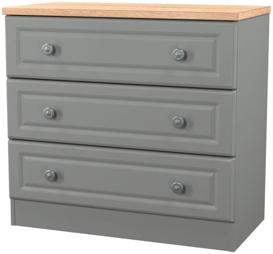 Norfolk Grey and Oak Effect 3 Drawer Small Chest