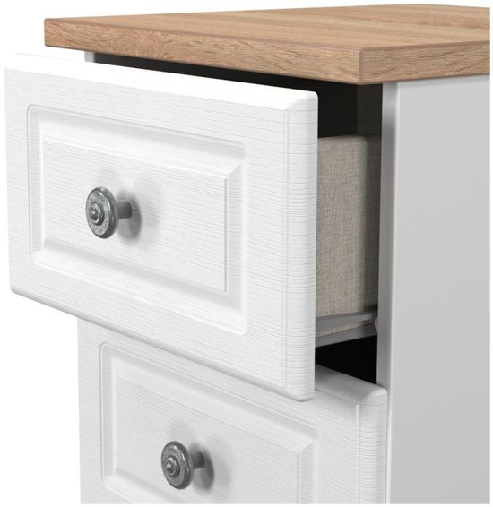 Norfolk White and Oak Effect 3 Drawer Bedside Cabinet