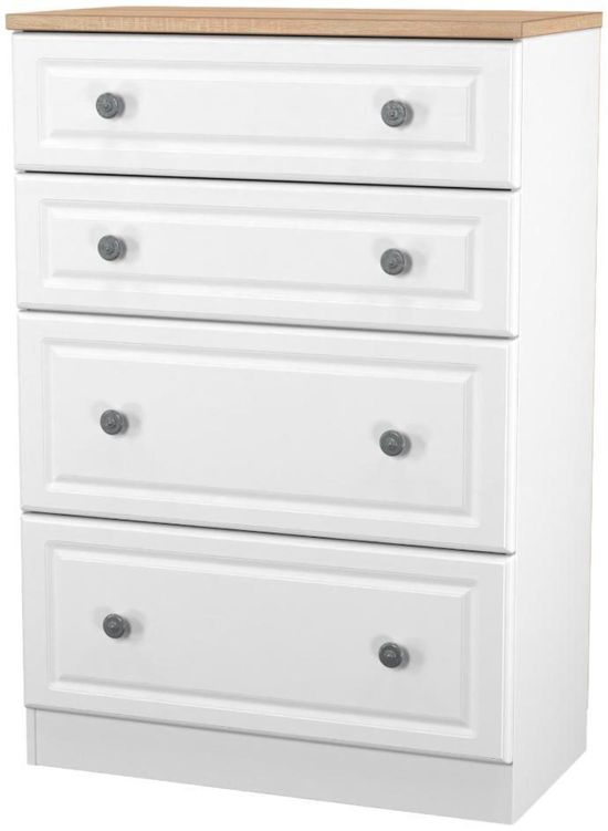 Norfolk White and Oak Effect 4 Drawer Deep Chest