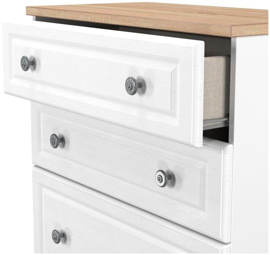Norfolk White and Oak Effect 4 Drawer Deep Chest