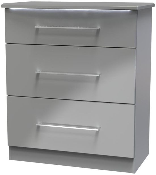 Paris Grey Gloss 3 Drawer Deep Chest