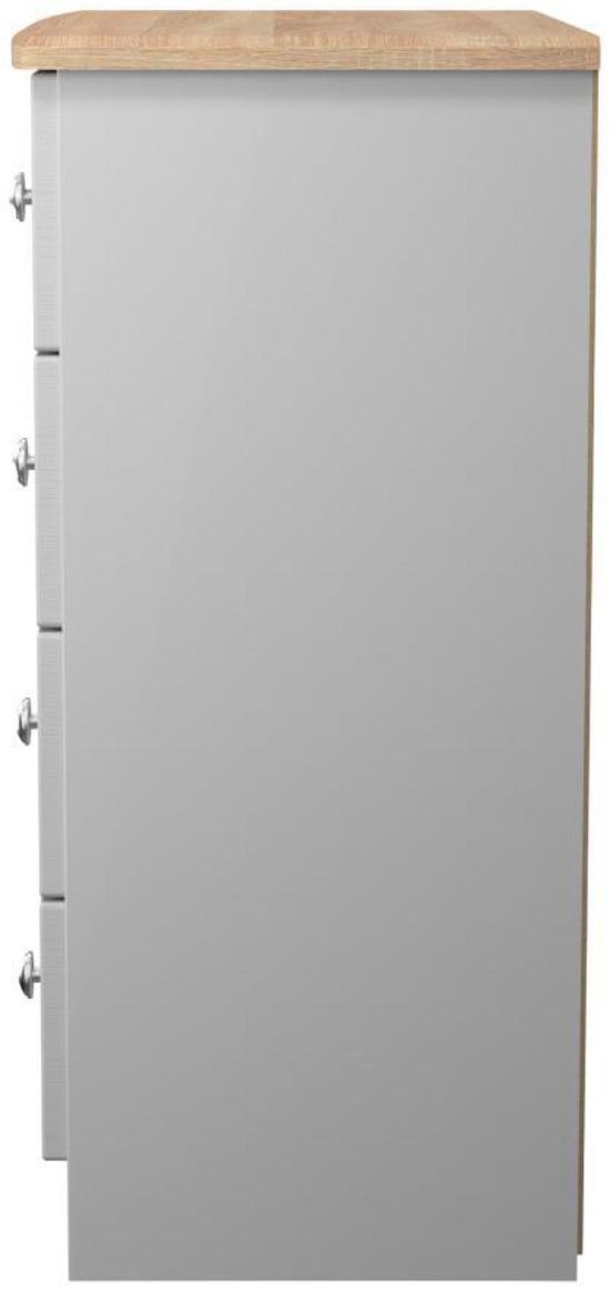 Sussex Grey and Oak Effect 4 Drawer Chest