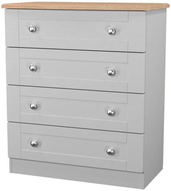 Sussex Grey and Oak Effect 4 Drawer Chest