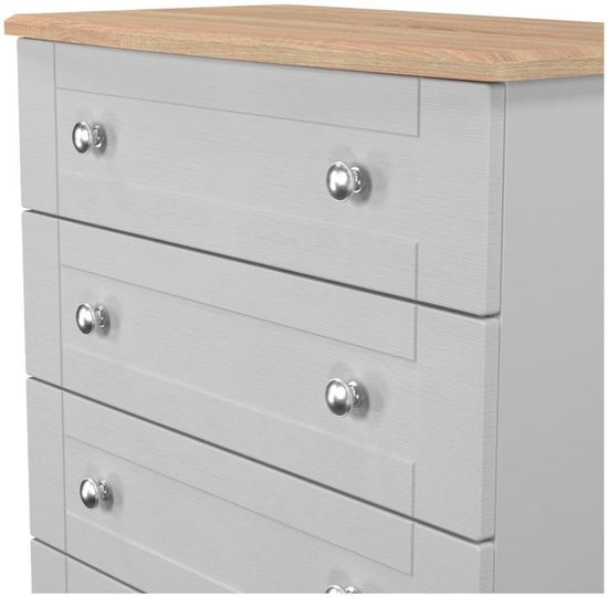 Sussex Grey and Oak Effect 4 Drawer Chest