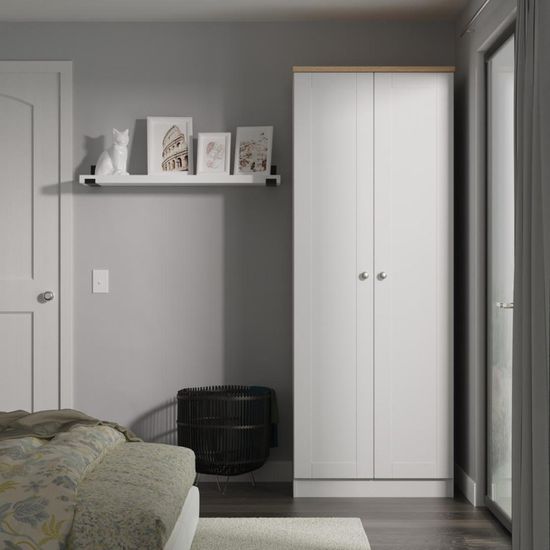 Sussex Grey and Oak Effect 2 Door Plain Tall Wardrobe