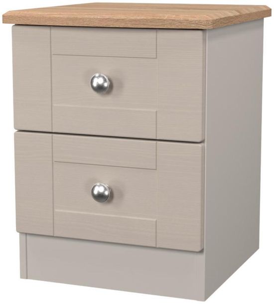 Sussex Cashmere and Oak Effect Oak 2 Drawer Bedside Cabinet