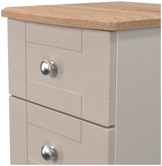 Sussex Cashmere and Oak Effect Oak 2 Drawer Bedside Cabinet