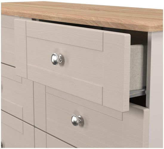 Sussex Cashmere and Oak Effect 6 Drawer Midi Chest