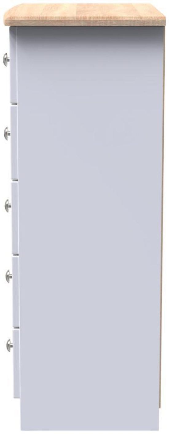 Sussex White and Oak Effect 5 Drawer Chest