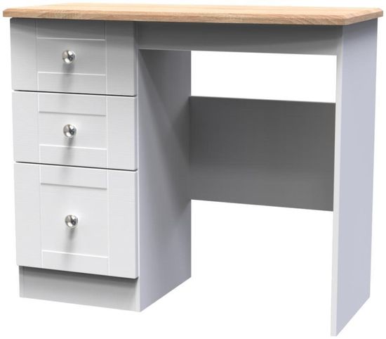 Sussex White and Oak Effect 3 Drawer Single Dressing Table