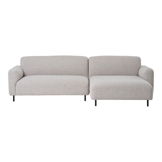 Salvador Light Grey Boucle Fabric Lounge Sofa with Black Legs - RHF