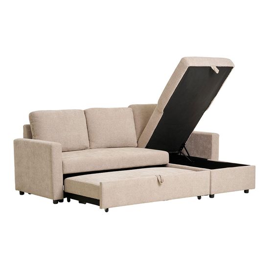 Belfast Sand Fabric Chaise Longue Pull Out Sofa Bed
