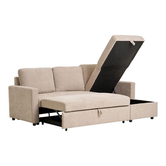 Belfast Sand Fabric Chaise Longue Pull Out Sofa Bed