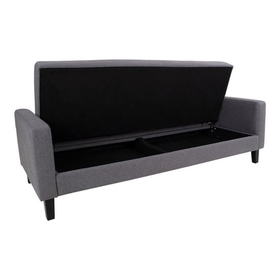 Milton Dark Grey Fabric Click Clack Sofa Bed with Black Legs