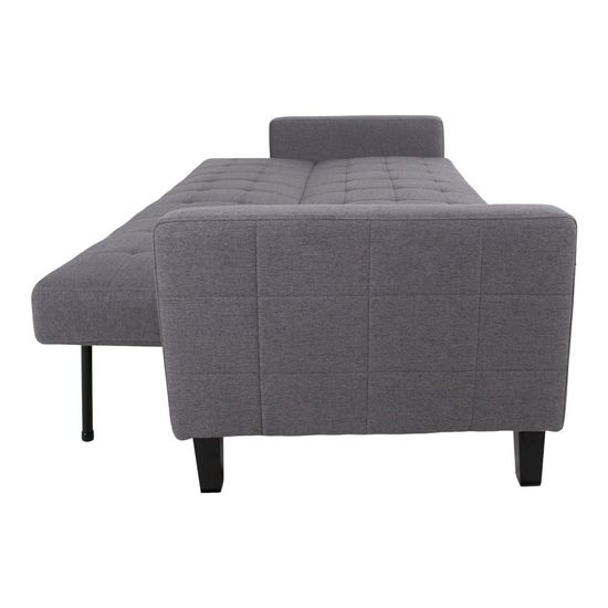 Milton Dark Grey Fabric Click Clack Sofa Bed with Black Legs