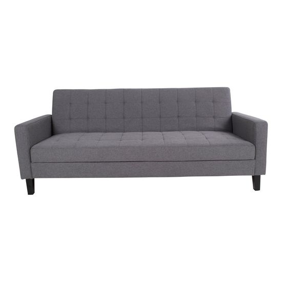 Milton Dark Grey Fabric Click Clack Sofa Bed with Black Legs