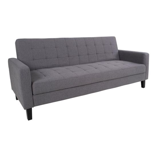 Milton Dark Grey Fabric Click Clack Sofa Bed with Black Legs