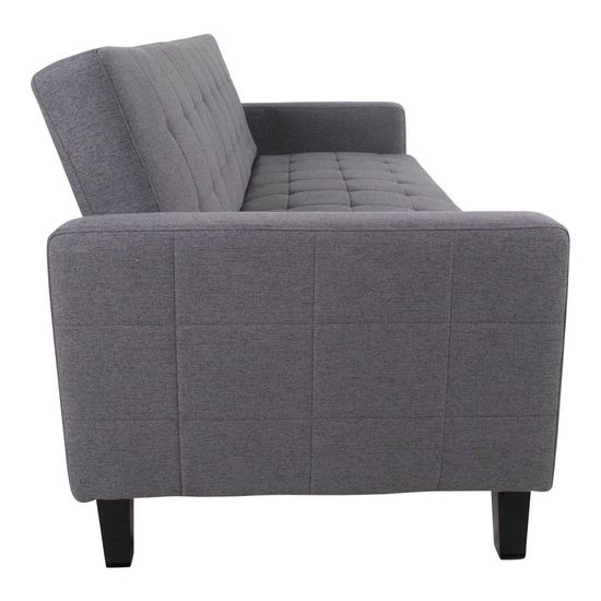 Milton Dark Grey Fabric Click Clack Sofa Bed with Black Legs