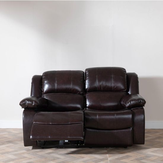 London Burgundy Leather 2 Seater Recliner Sofa
