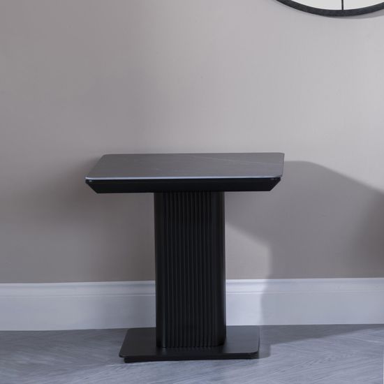 Clearance - Morgan Black Ceramic Fluted Lamp Table