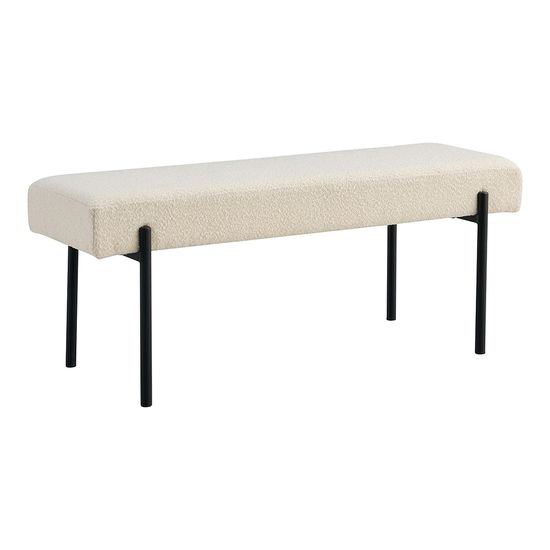 Swindon White Boucle Fabric Bench