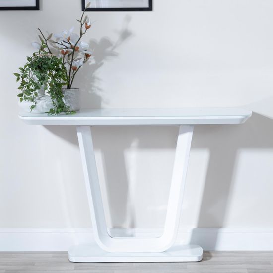 Athos White Glass Console Table