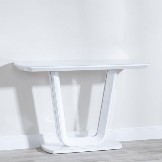 Athos White Glass Console Table