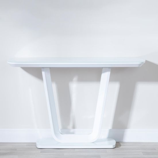 Athos White Glass Console Table