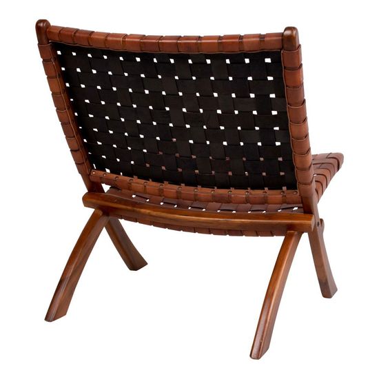 Perugia Brown Leather Folding Chair
