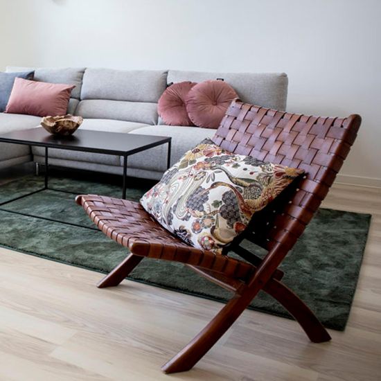 Perugia Brown Leather Folding Chair