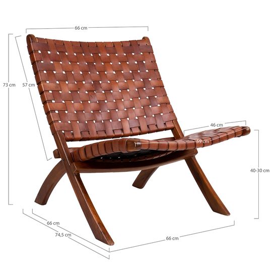 Perugia Brown Leather Folding Chair