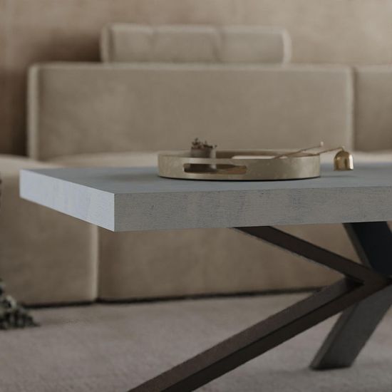 Ezra Grey Coffee Table with Black Spider Legs
