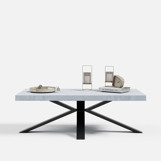 Ezra Grey Coffee Table with Black Spider Legs