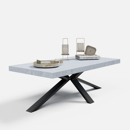 Ezra Grey Coffee Table with Black Spider Legs