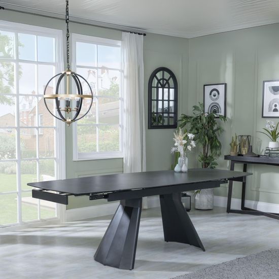 Kinston 6-10 Seater Black Ceramic Extending Dining Table - 160cm-240cm